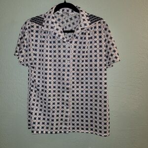 Womens RISSI Diamond Design Sz Small Shirt Sleeve